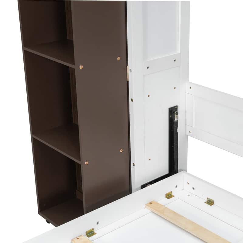 Queen Size Wooden Murphy Bed Wall Bed with Storage Doors