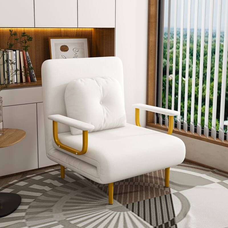 Folding Chair Bed, Convertible Sleeper Sofa 5 in 1 Folding Bed with 5-Position Adjustable Backrest & Pillow, Floor Single Chairs