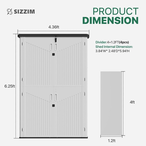 Shed 64 Cu.Ft Outdoor Resin Storage Cabinet Waterproof Vertical