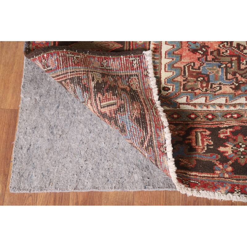Hand Knotted Oriental 100% Wool Carpet Traditional Medallion Red Heriz Area Rug - 12' 10'' X 9' 7''