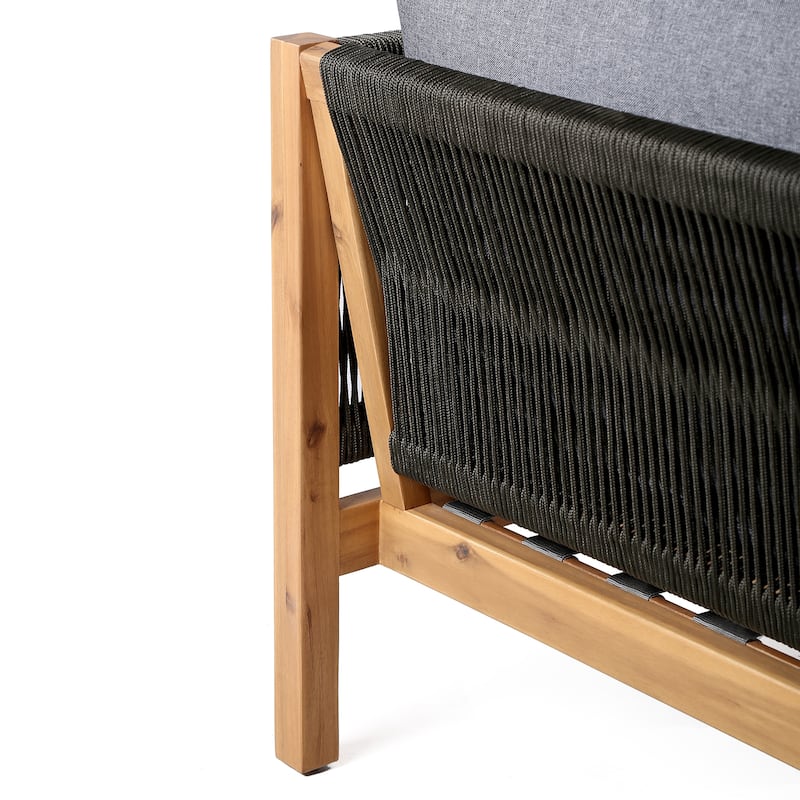 Sienna Eucalyptus Solid Wood and Rope 81" All Weather Patio Outdoor Sofa