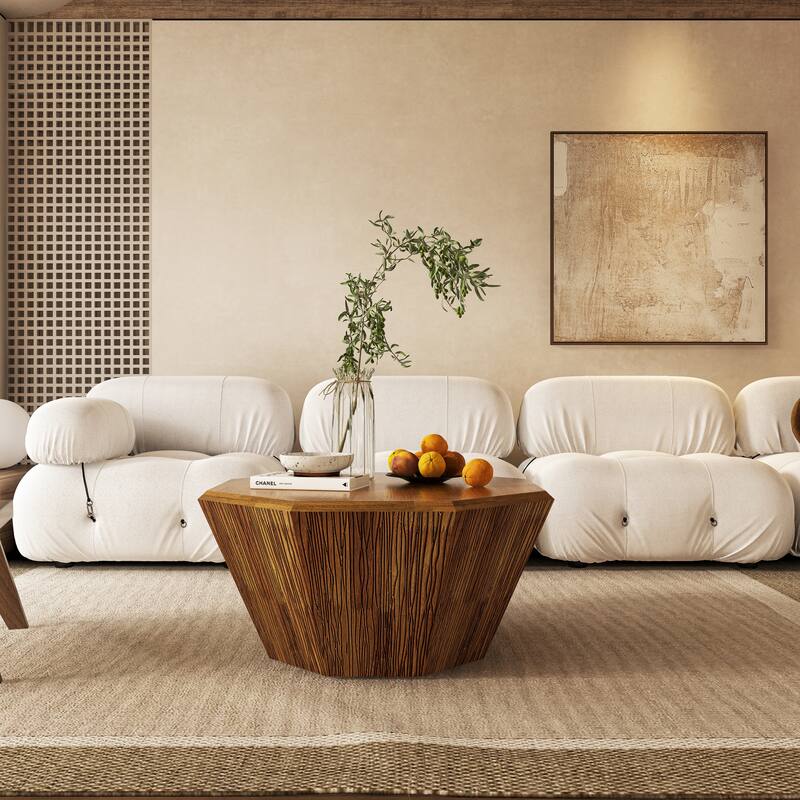 31.5 "Octagonal Rubber wood Coffee Table, Coffee Table, Living Room Bedroom