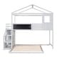 preview thumbnail 9 of 7, Twin Over Full House Bunk Bed with Storage Staircase and Blackboard, Wood Bunkbed Frame with Guardrail and Window for Kids Teens