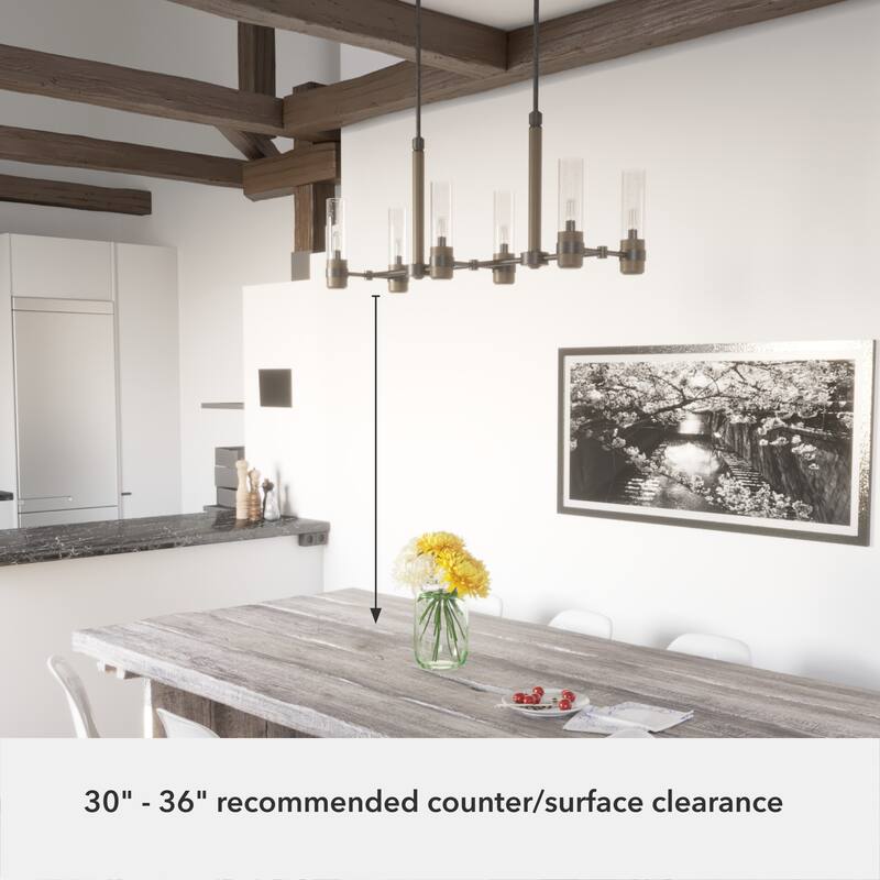 Hunter River Mill 6-Light Rustic Linear Chandelier - Island, Dining Room - Mountain, Modern Farmhouse, Transitional