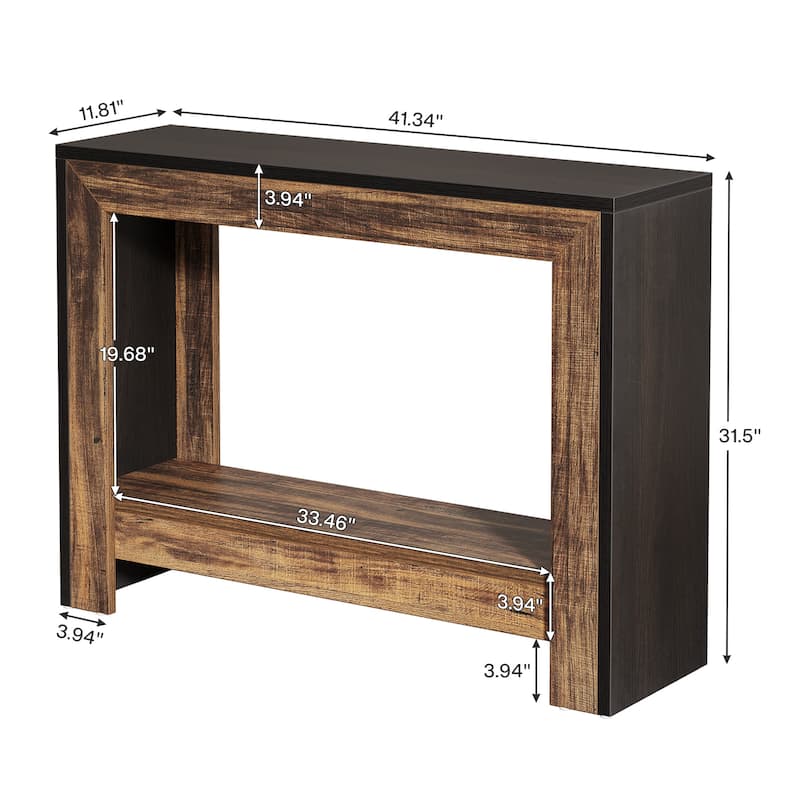 41'' Industrial Dual-Tone Console Sofa Table with Storage for Entryway