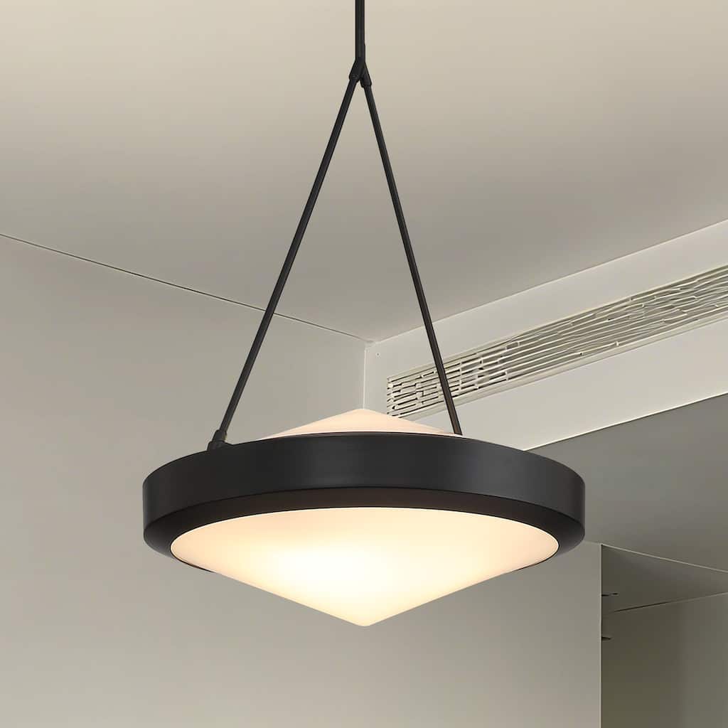 Agate 20-inch 4-light Matte Black Pendant Light with Opal Glass Shade