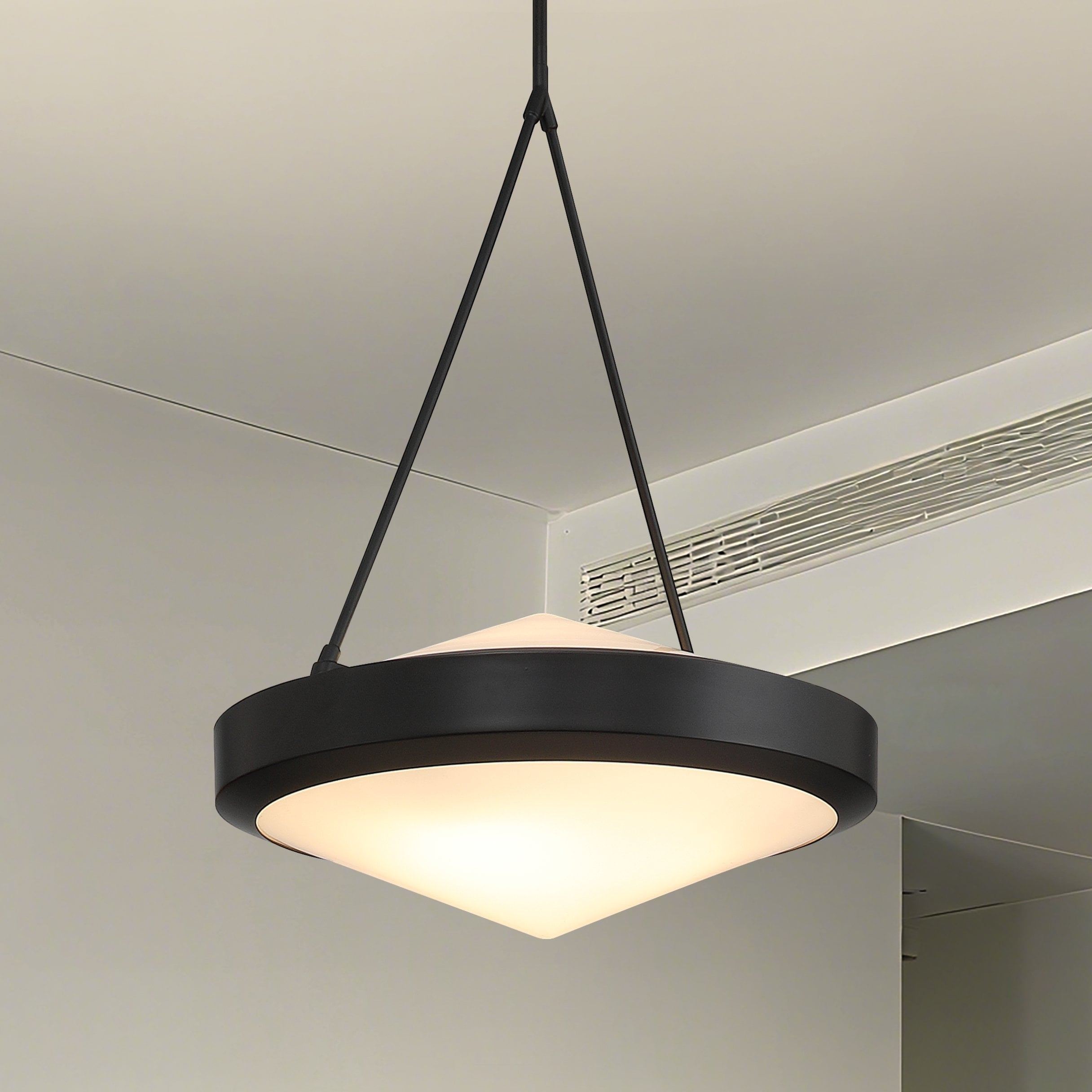 Thesis Agate 20-inch 4-light Matte Black Pendant Light with Opal Glass Shade