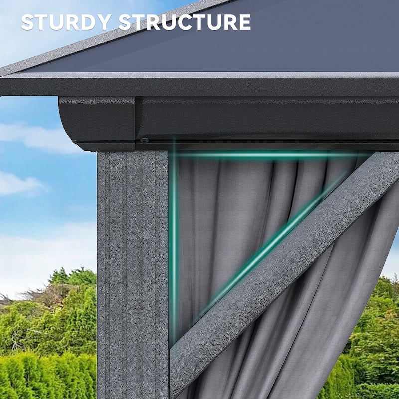 Outdoor Metal Patio Gazebo With Curtains