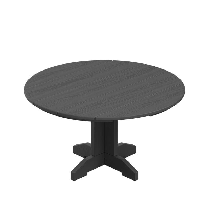 HDPE Patio Outdoor Round Coffee Table, X-shaped Leg - Charcoal