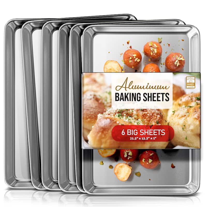 JoyTable Aluminum Steel Non-stick Baking Sheet/Cookie Sheet Set - Big Sheet Pan - 6 Piece
