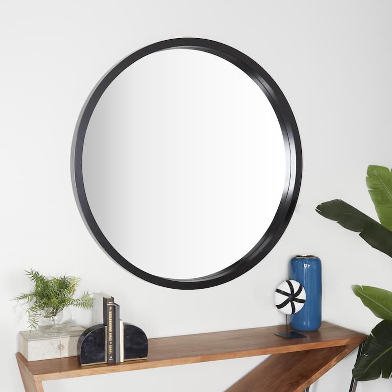 Wooden Wall Mirror with Thin Frame - Black, White, Gold - Roche River Decor