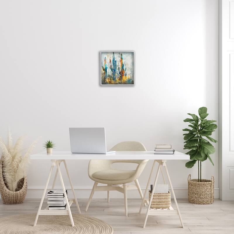 Stupell Abstract Cacti Silhouettes Vibrant Succulent Colors Framed Wall Art