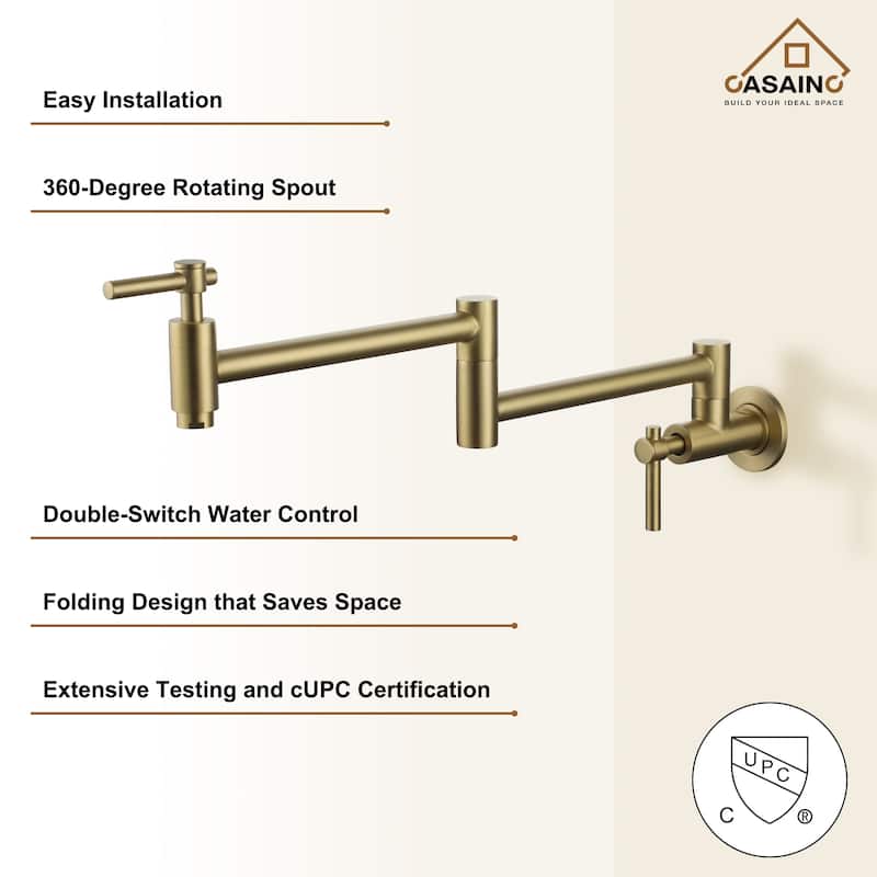 1.8 GPM Wall Mounted Pot Filler Kitchen Sink Faucet