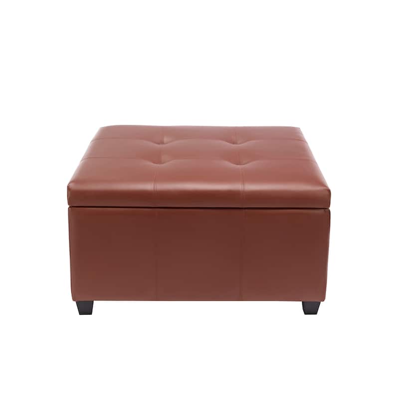 Porthos Home Jara Faux Leather Flip Top Square Storage Ottoman