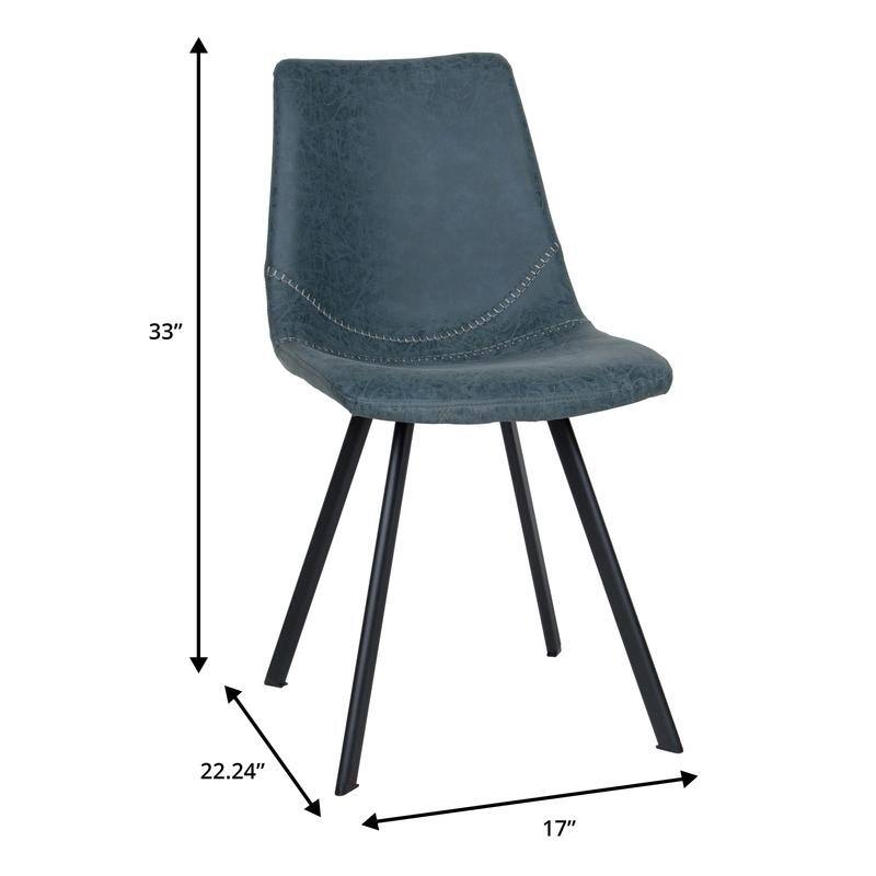 Markley Dining Chair with Leather Seat in Black Steel Legs, Scratch-Resistant, Ergonomic & Comfortable Modern Kitchen Chair