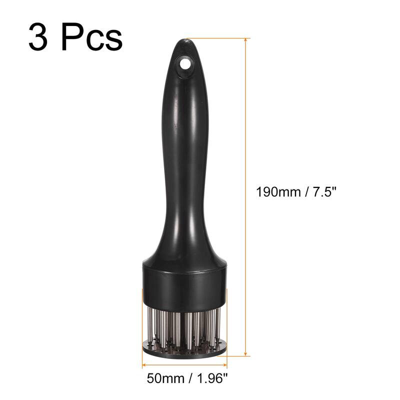 Stainless Steel Meat Tenderizer, Meat Mallet Needle w Plastic Handle - Black