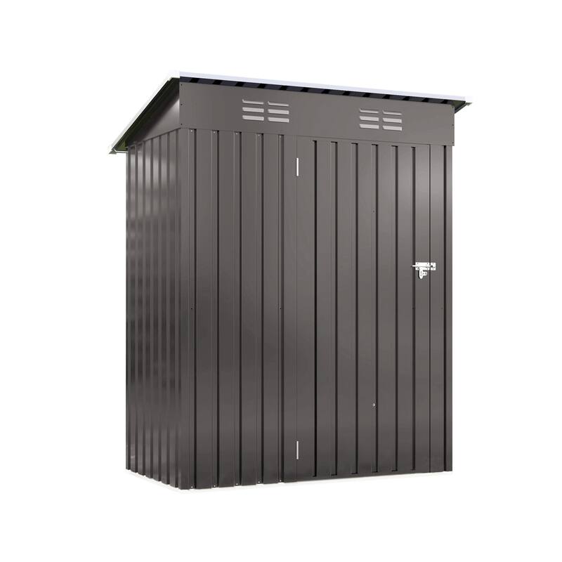 5X3 FT Metal Outdoor Storage Shed, Tool Shed with Pitched Roof and Lockable Door Compact Metal Tool Shed