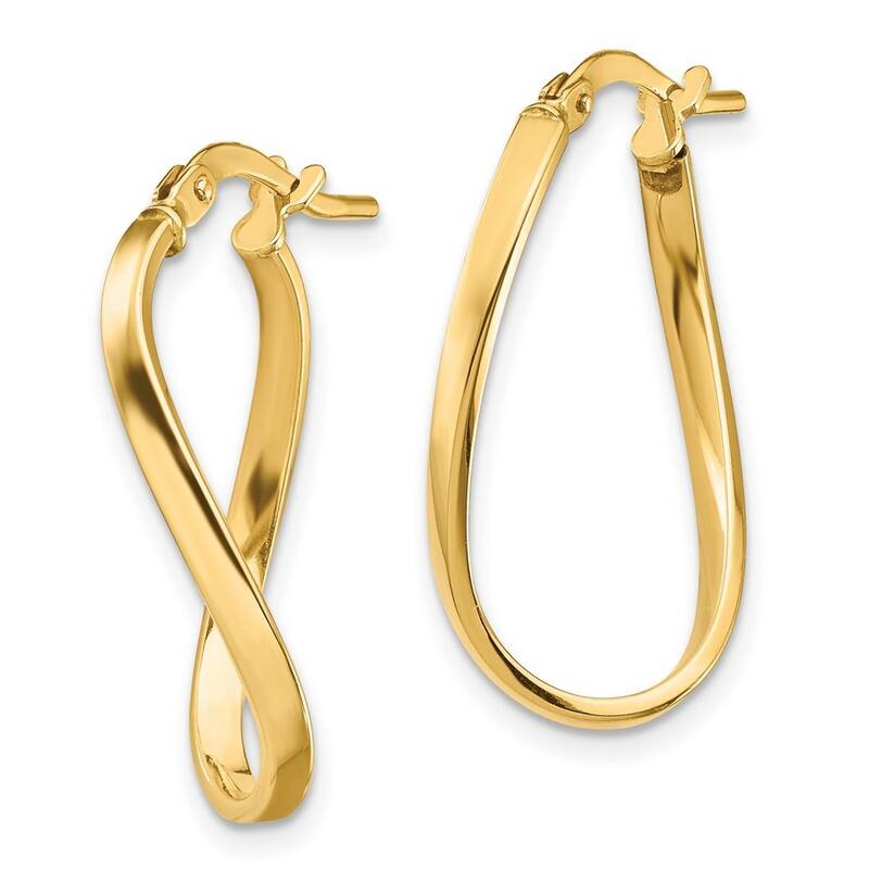 Curata 14k Yellow Gold Polished 24x2mm Wavy Hoop Earrings