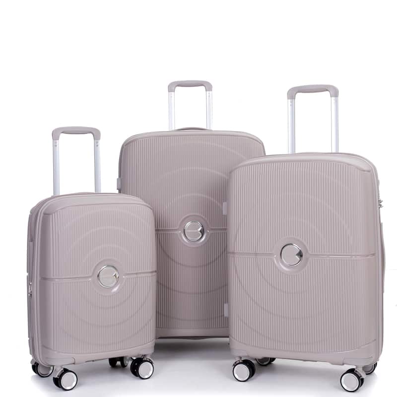 Expandable Hardshell Suitcase Double Spinner Wheels PP Luggage Sets with TSA Lock,3-Piece Set (20/24/28)