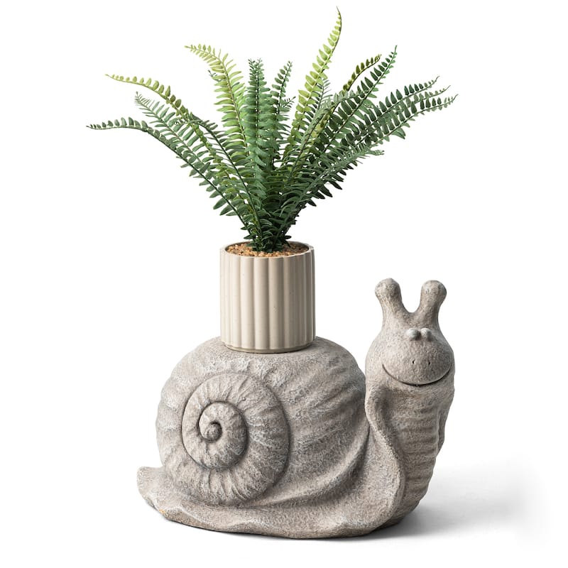 Glitzhome MGO Snail Frog Garden Statue Indoor Outdoor Art Figurine Planter Stand