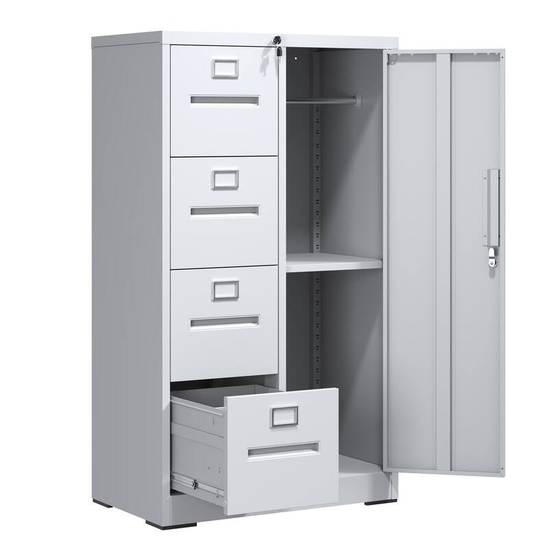Lockable 4-Drawer File Cabinet with Door