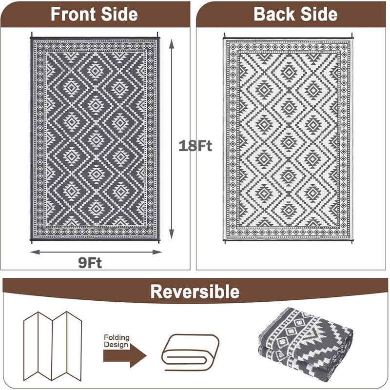 Outdoor Camping Rugs, Reversible Mats, Plastic Straw Rug for Patio