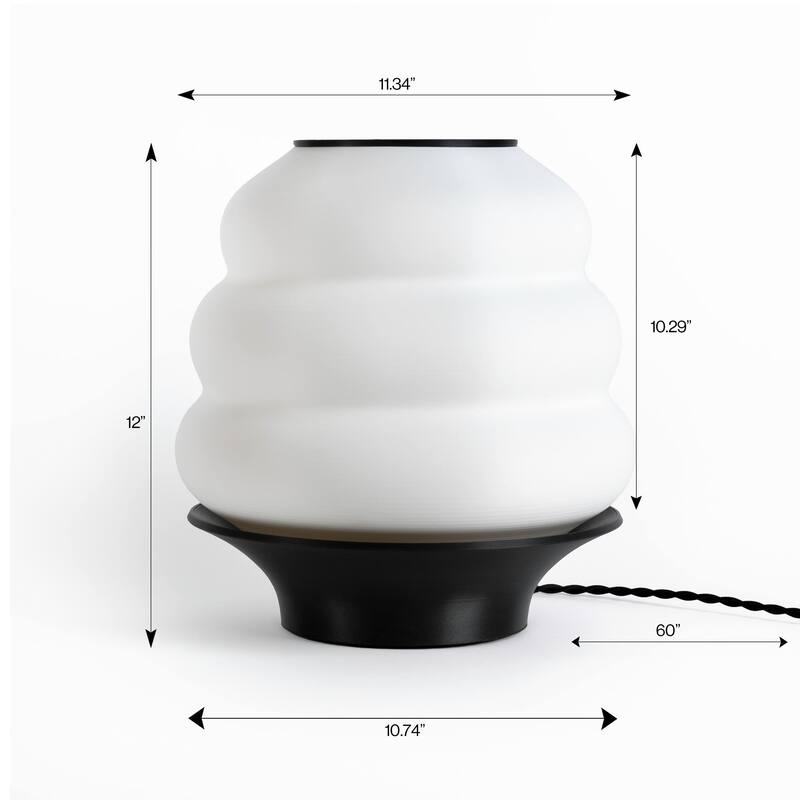 Honey Pot 12" Minimalist Classic Plant-Based PLA 3D Printed Dimmable LED Table Lamp, by JONATHAN Y