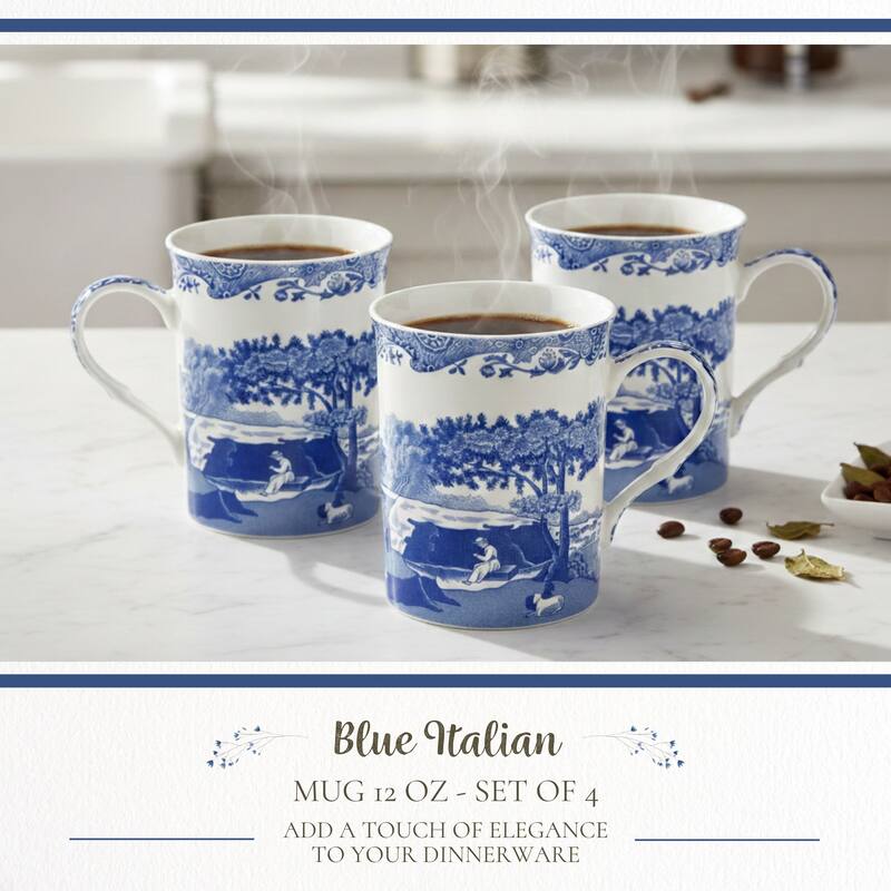 Spode Set of 4 Blue Italian Mugs