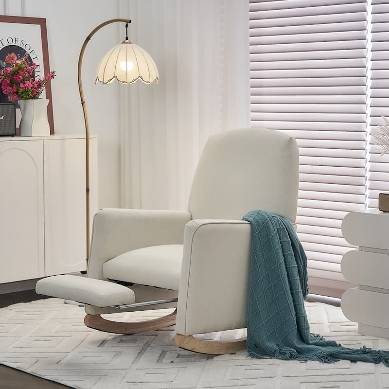 Fabric Nursery Rocking Chair With Adjustable Footrest