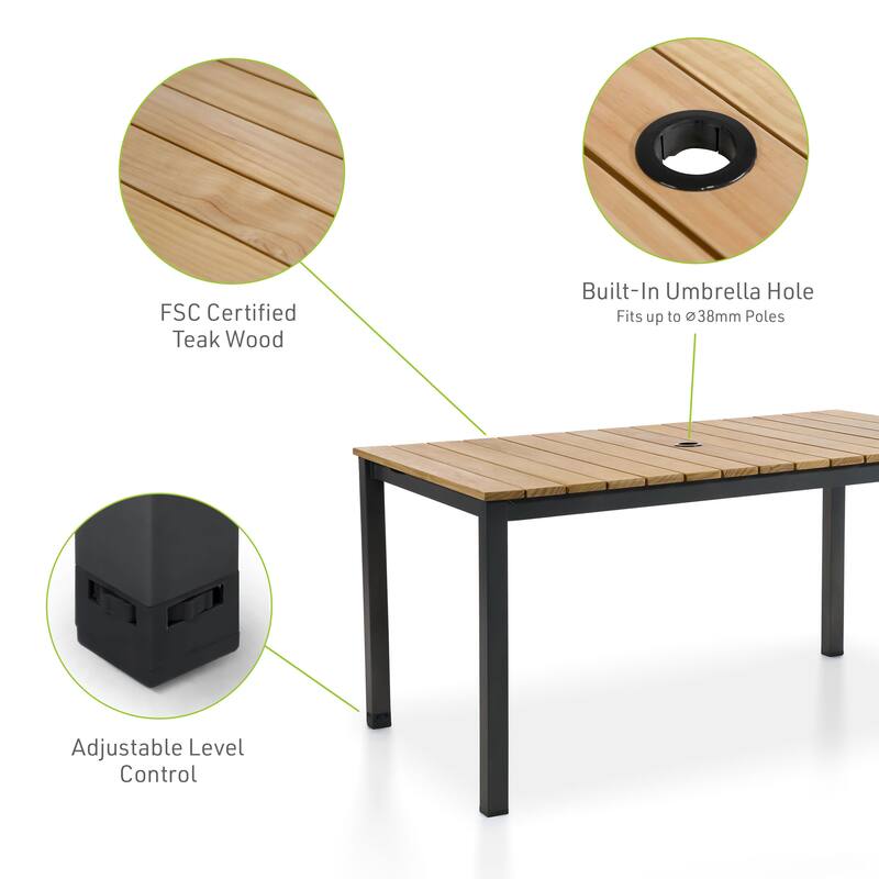 Mackay Outdoor 5Piece Dining Set with 59" Teak Table and Recliners On Sale Bed Bath