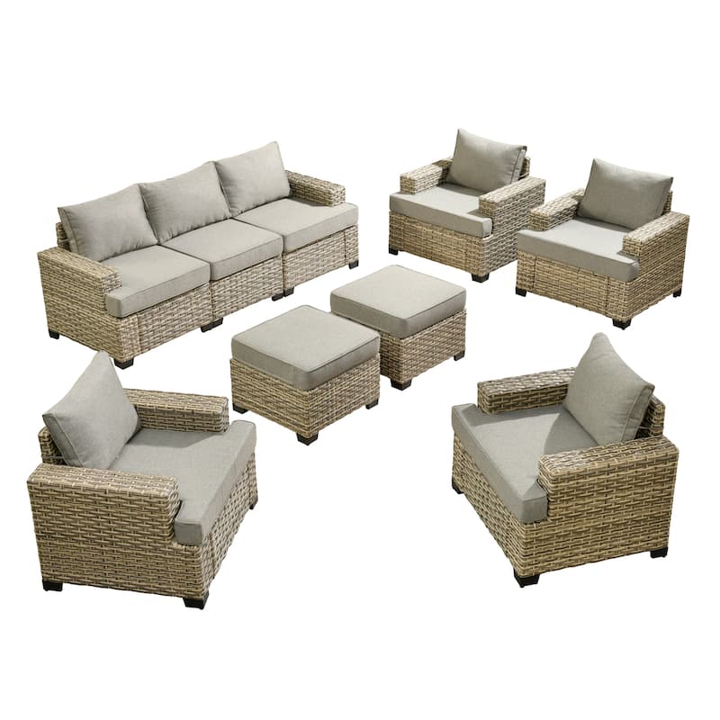 XIZZI 9-piece Patio Furniture Set Outdoor Wicker Chair
