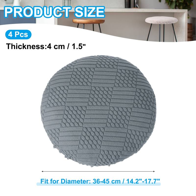 4 Pcs Bar Stool Cover, Elastic Bar Stool Seat Covers for 14"-18" Chair - Dark Grey