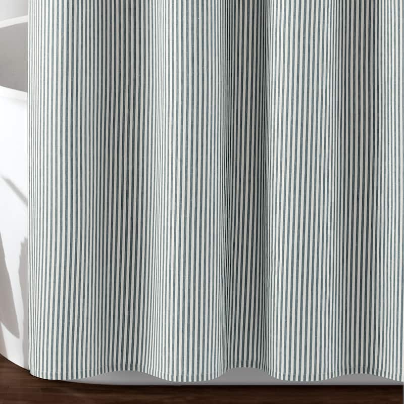 Lush Decor Farmhouse Vintage Stripe Yarn Dyed Eco-Friendly Recycled Cotton Shower Curtain