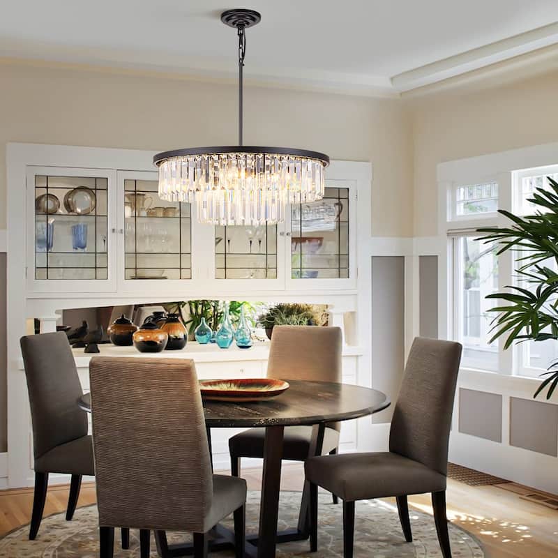 Starsky 6-Light 21in. Modern Crystal Drum Kitchen Island Light Contemporary Tiered Round Chandelier