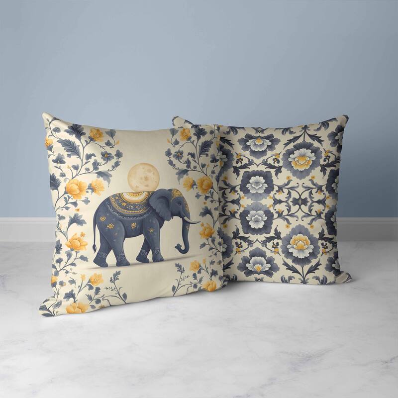 Moonbeam Elephant Faux Suede Reversible Throw Pillow Gray and Orange