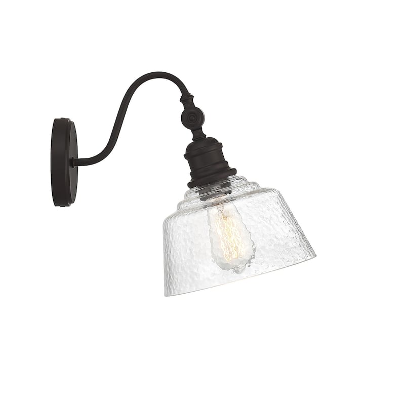 Bellevue SH90092 12" Tall Wall Sconce with Hammered Glass Shade