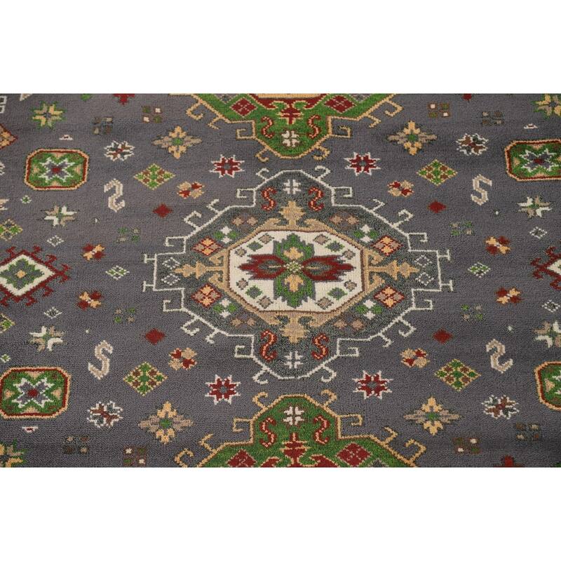 Traditional Kazak Area Rug Hand-Knotted Oriental Wool Carpet - 8'0" x 9'11"