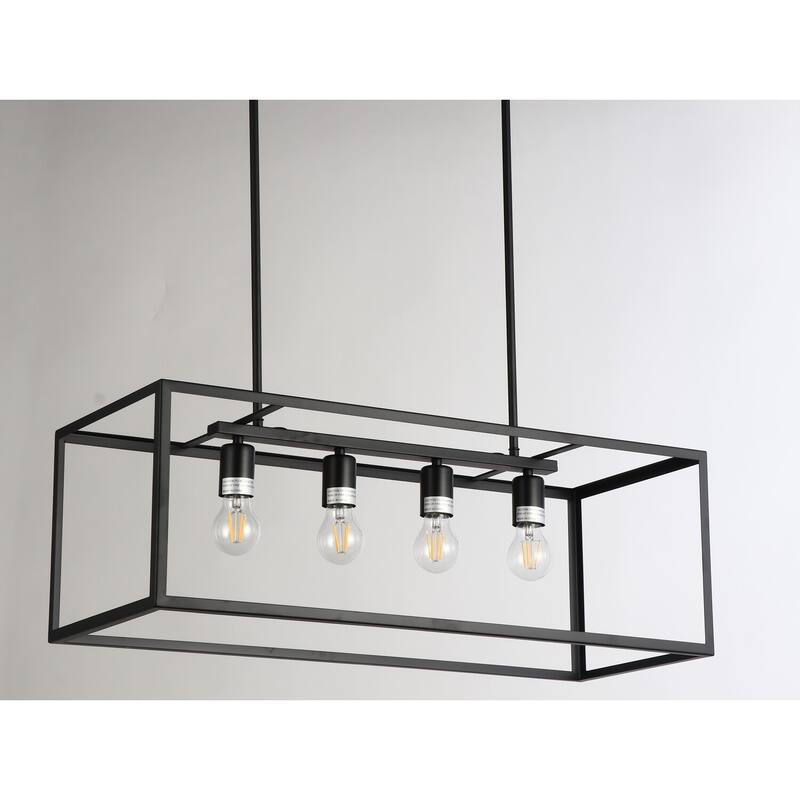 4-Light Pendant Light - Black Color - Modern Kitchen Island Lighting Fixture - 11
