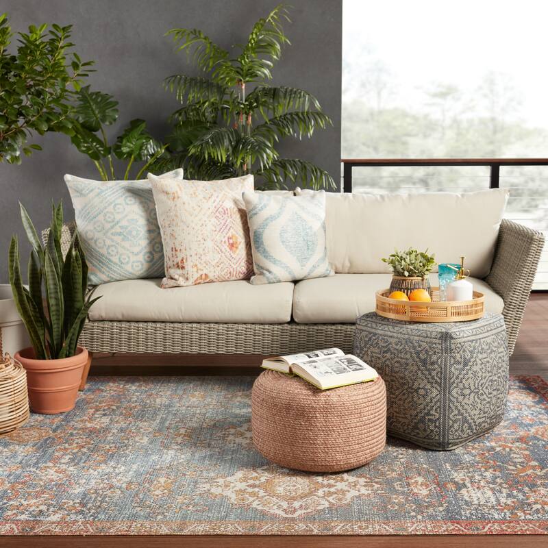 Santa Rosa Indoor and Outdoor Cylinder Pouf - 18"X18"X12"