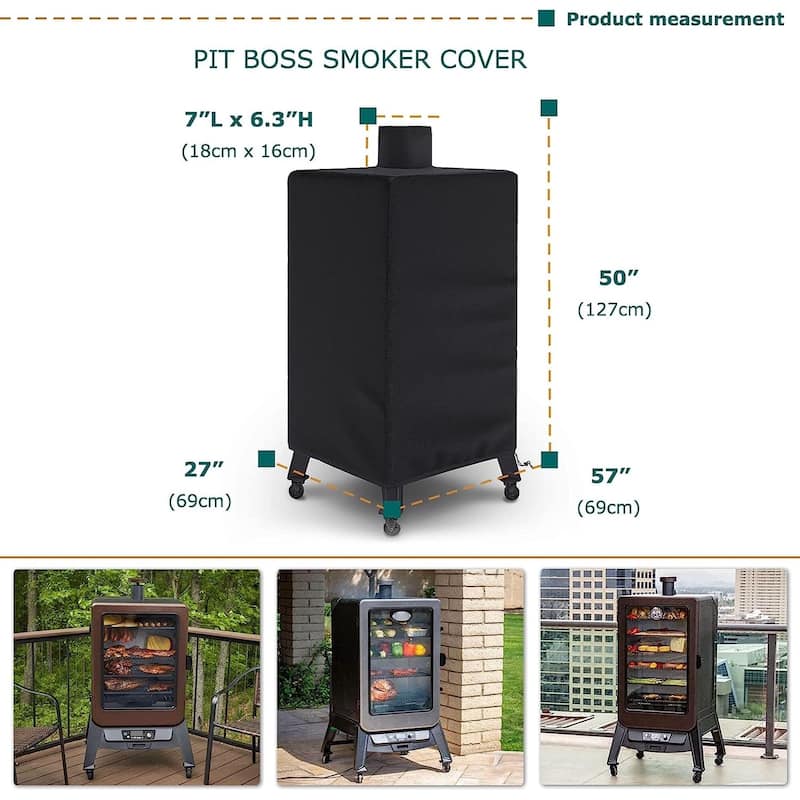 Pellet Electric Smoker Cover -Waterproof Fade Resistant Square Vertical Heavy Duty UV Resistant - 27"x 27"x 49"