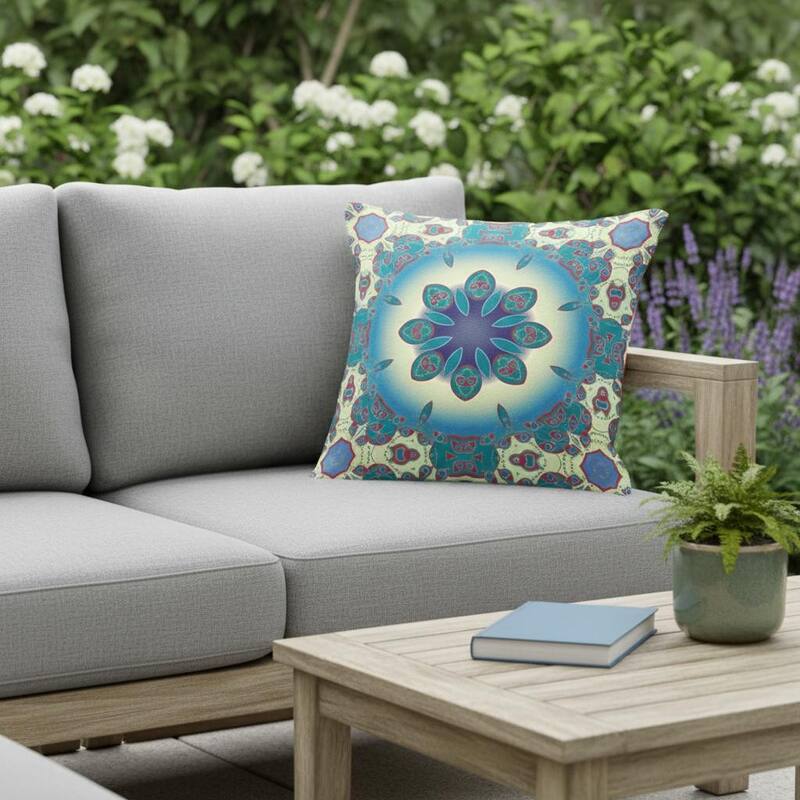 HomeRoots Set of Two 16" X 16" Green and Yellow Blown Seam Floral Indoor Outdoor Throw Pillow - 16.00' X '16.00' X '5.00 - Green/Yellow - 16.00' X '16.00' X '5.00