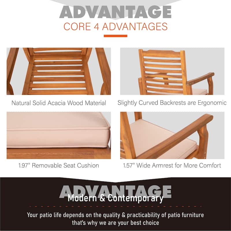 MAISON ARTS Outdoor 7/9-Piece Solid Acacia Wood Dining Set, Expandable Dining Table and 6/8 Wood Dining Chairs