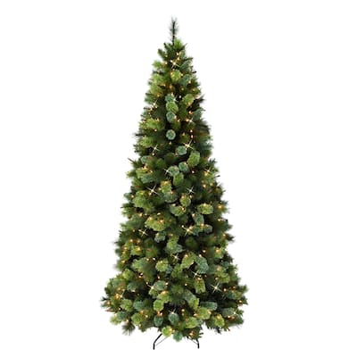 Puleo International 6.5 ft. Pre-Lit Slim Portland Artificial Fir Tree