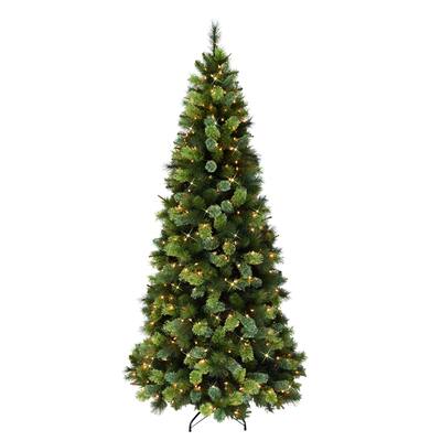 Puleo International 7.5' Pre-Lit Slim Portland Pine Christmas Tree - 7.5