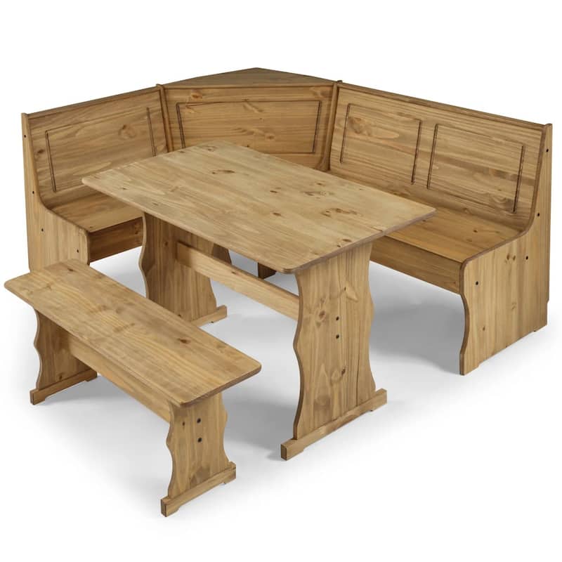 OS Home and Office Furniture Model COR805 Solid Pine Corner Dining Booth in Corona Brown