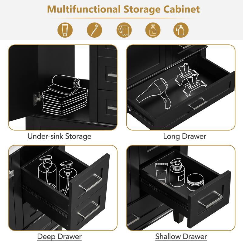 30" Bathroom Vanity , Modern Bathroom Cabinet with Sink Combo Set, Bathroom Storage Cabinet with 3 Drawers