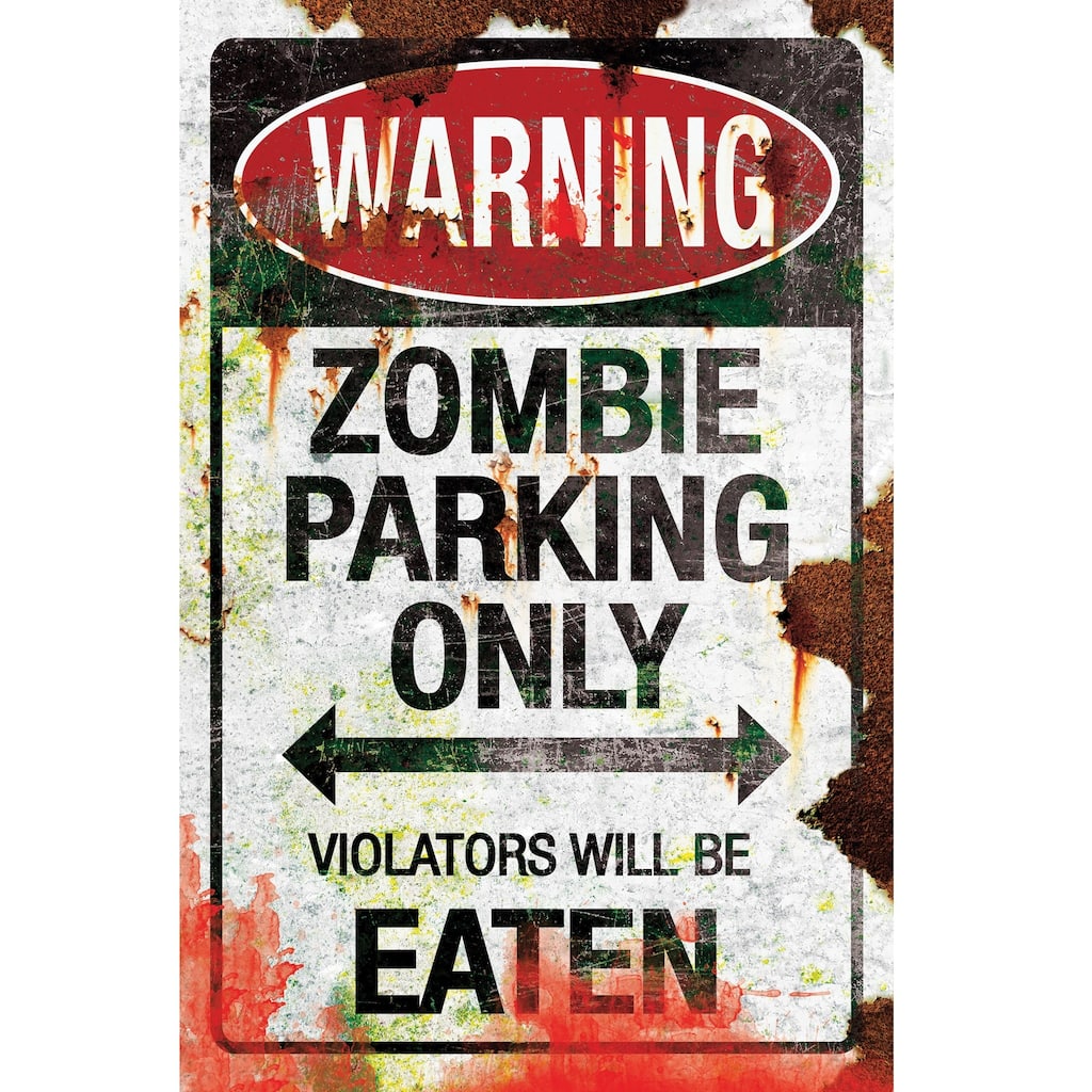 16.75" Black Blood Stain Zombie Parking Halloween Metal Sign
