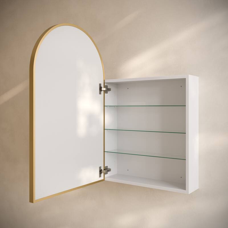 Porte 20 X 30 Arched Recessed/Wall Mount Medicine Cabinet With Mirror In Gold - 20 x 30