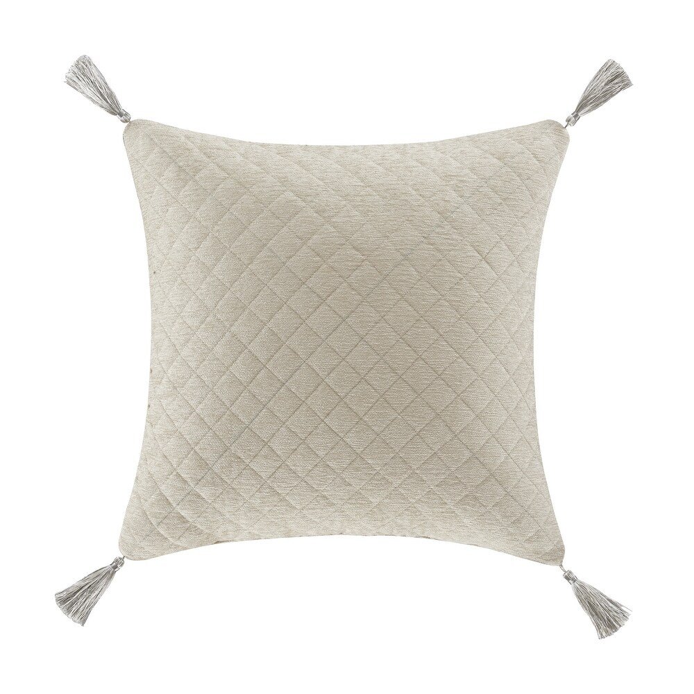 Sandstone Beige Square Embellished Decorative Throw Pillow 18 x 18 By J  Queen