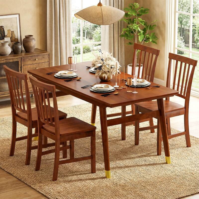 Costway 4 PCS Dining Chair Kitchen Spindle Back Side Chair with Solid - 16’’ x 15.5’’ x 36’’